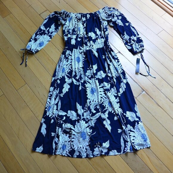 Maggy London Print Jersey Off the Shoulder Blouson 0 - Picture 1 of 10